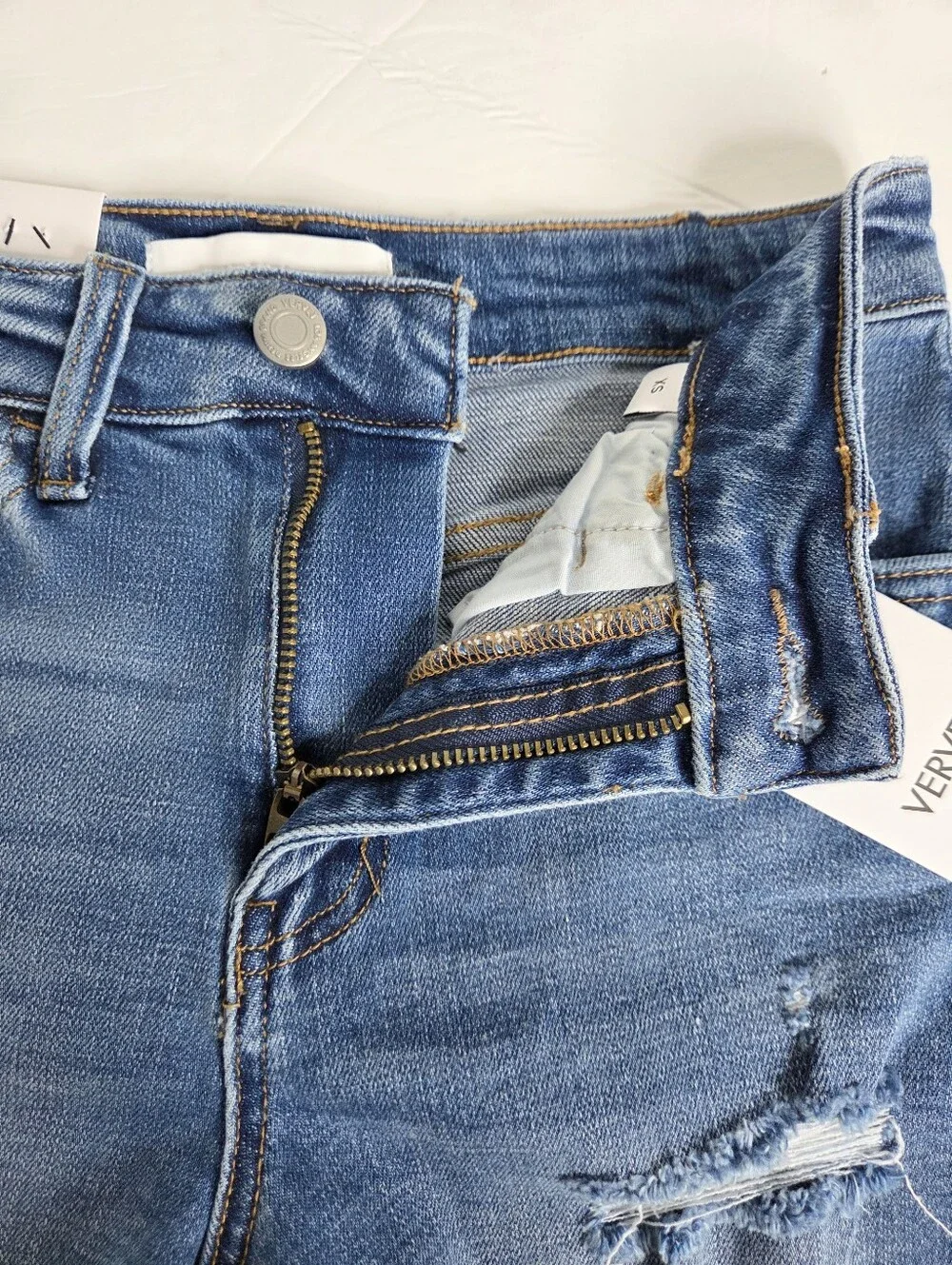 Vervet by Flying Monkey Rebecca High Rise Distressed Stretch Denim Shorts Sz XS